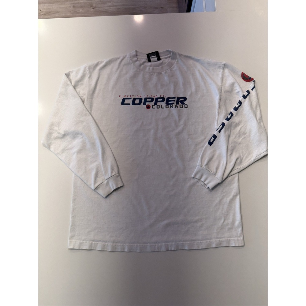 JanSport Copper Colorado Long Sleeve T-Shirt Men's L White Cotton Slim Fit